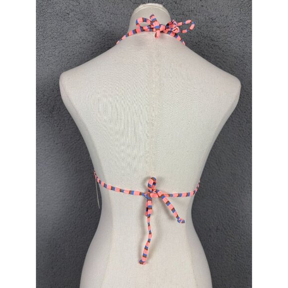 Billabong Striped "Hey Now" Bikini Top Coral/Blue Adjustable Ties Small NWT's - Picture 4 of 8